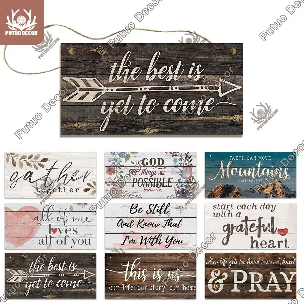 Wooden Signs Putuo-Decor Plaque Shabby Family Hope for Pendant Gifts