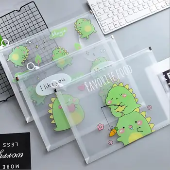 

A4 Little Dinosaur Monster Thickened Zipper Waterproof PVC Transparent File Folder Document Filing Bag Stationery Bag