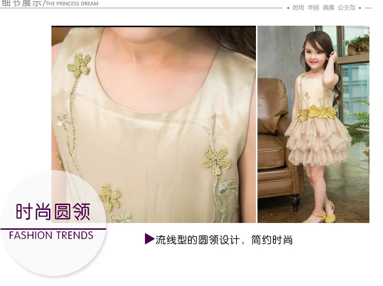 New Style Korean-style GIRL'S Gown Embroidery Applique Gauze Puffy Princess Dress Children Performance Dance Dress