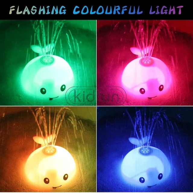 Baby Bath Toys Spray Water Whale LED Light Up Bath Toys for Kids Electric Whale Induction Water Spay Ball Bathroom Bathtub Toys 4