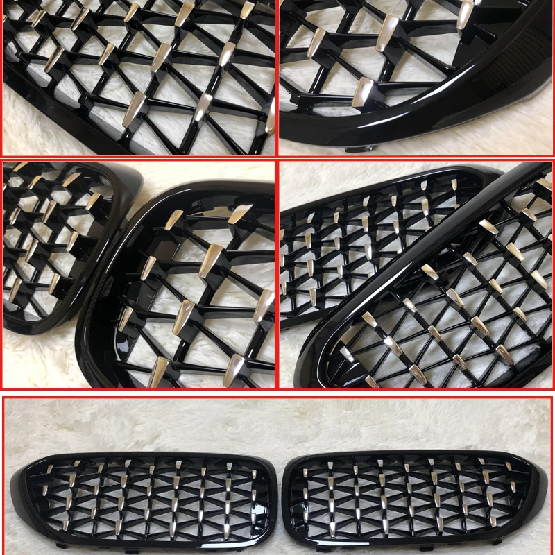 G30 передний бампер бриллианты решетка решетки ABS черный глянец 5 серия 520i 530i 540i 540iXD Передняя решетка для почек Авто Стайлинг 18