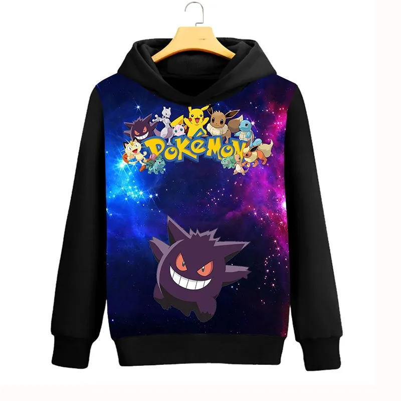 Galaxy Space Толстовки покемон Пикачу/Gengar 3D Толстовка для женщин и мужчин повседневная осенне-зимняя уличная мода толстовка с капюшоном