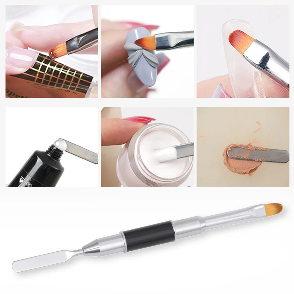 

BNG Dual Head Nail Art Acrylic UV Poly Gel Brush Extension Builder Drawing Pen Brush Poly Removal Spatula Stick Manicure TooL