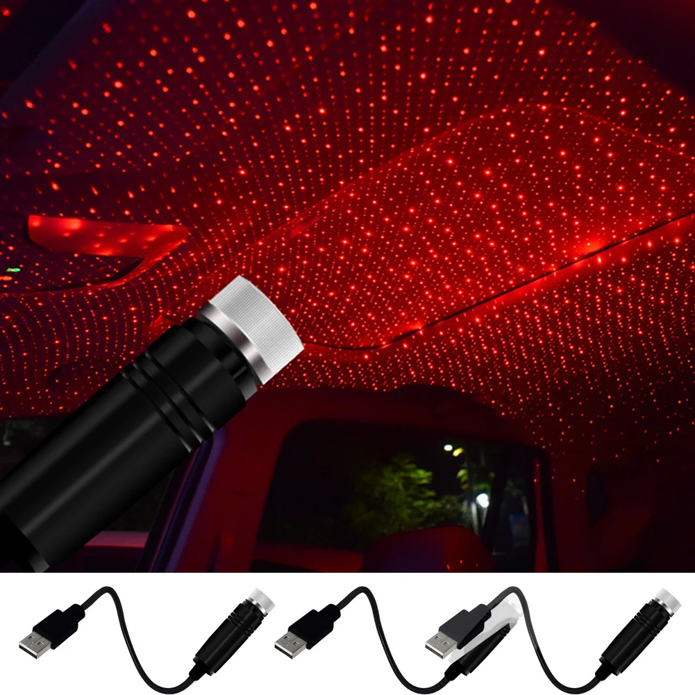 Car Roof Star Night Light USB Decorative Lamp LED Projector Adjustable Multiple Lighting Effects Atmosphere Galaxy | Автомобили и