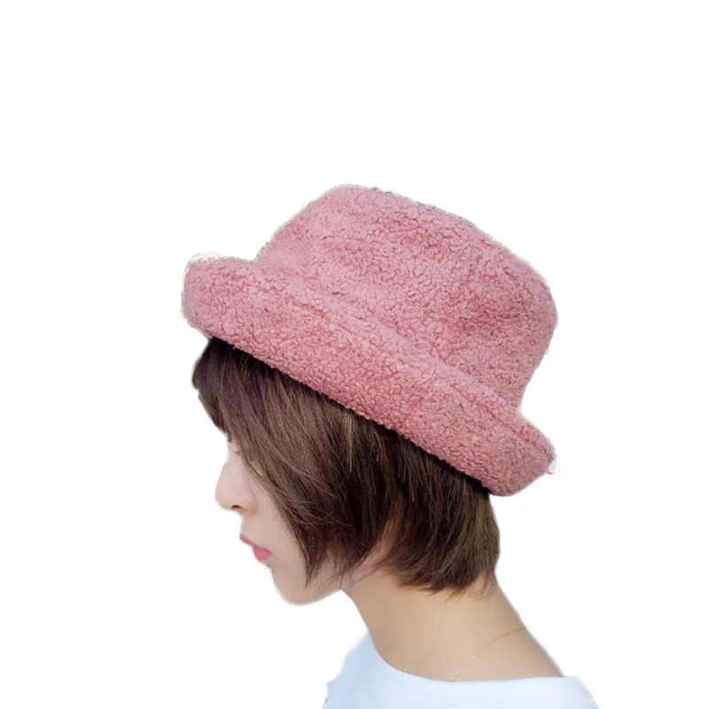 Рыбацкая плюшевая шапка, осенняя и зимняя женская одноцветная шапка для бассейна, плоская верхняя гофрированная шапка, модная повседневная Толстая теплая меховая шапка