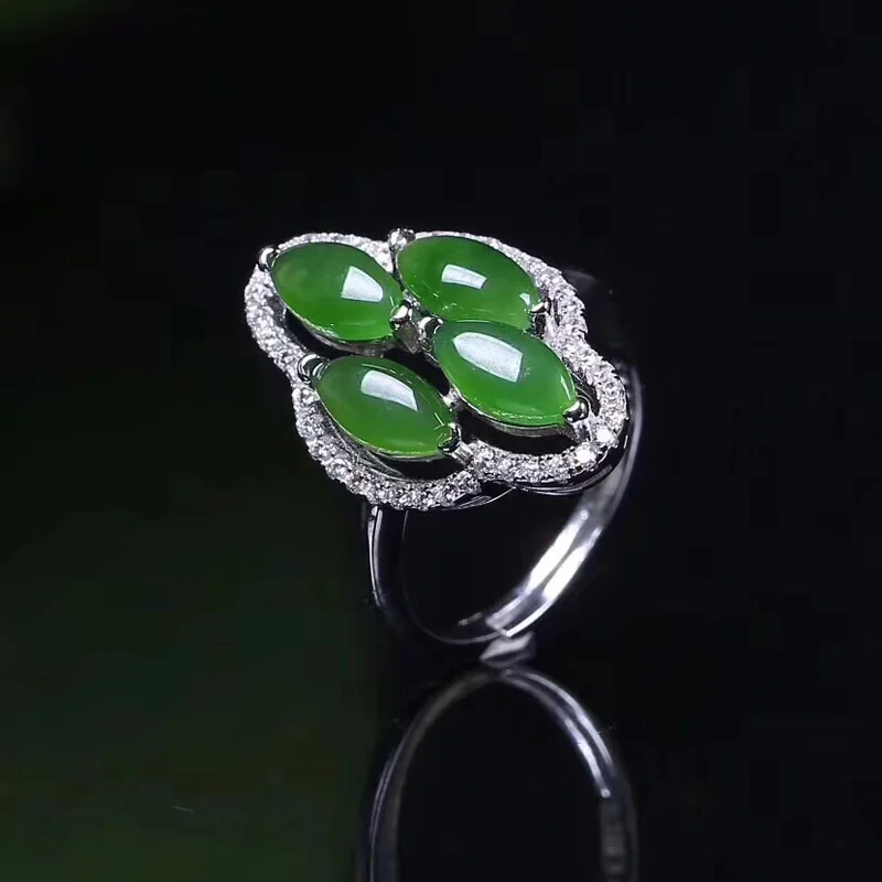 Jadery Серебро 925 кольцо натуральный зеленый JADE Jasper драгоценный камень изумруд кольца для женщин обручальное кольцо хорошее ювелирное изделие Прямая поставка