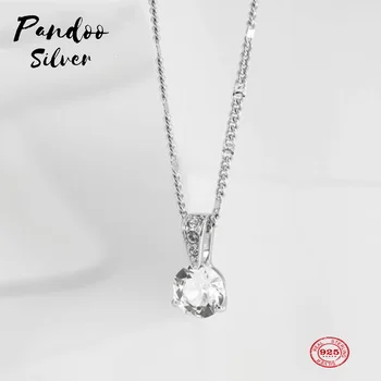 

PANDOO Fashion Charm Pure 925 Silver Original 1:1 Copy, Elegant Minimalist Design Exquisite Necklace Female Luxury Jewelry Gifts