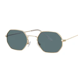 Chic Square Frame Designer Sunglasses with Ocean Lens (Gold Deep green)