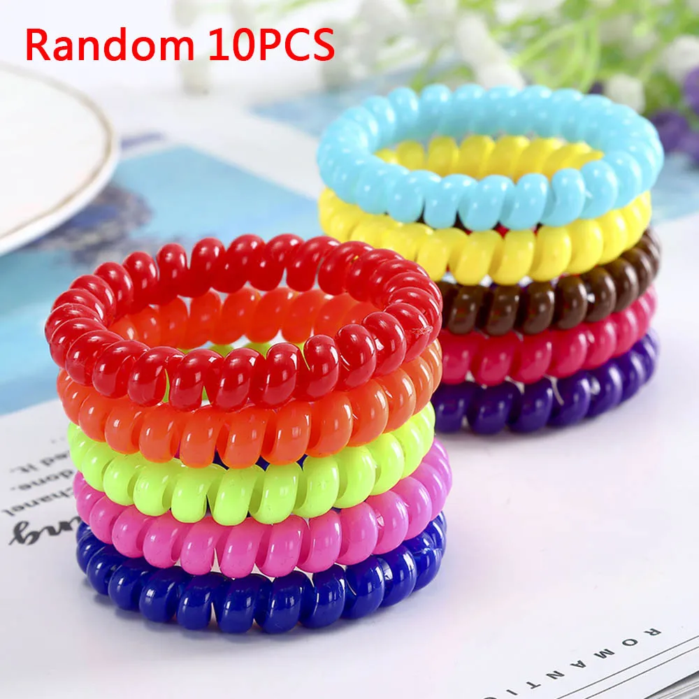 Levao 3/5/9Pcs Hair Ties Colorful Elastic Plastic Hair Band Rubber Telephone Cord Scrunchies Hair Accessories Headwear wedding hair clips Hair Accessories