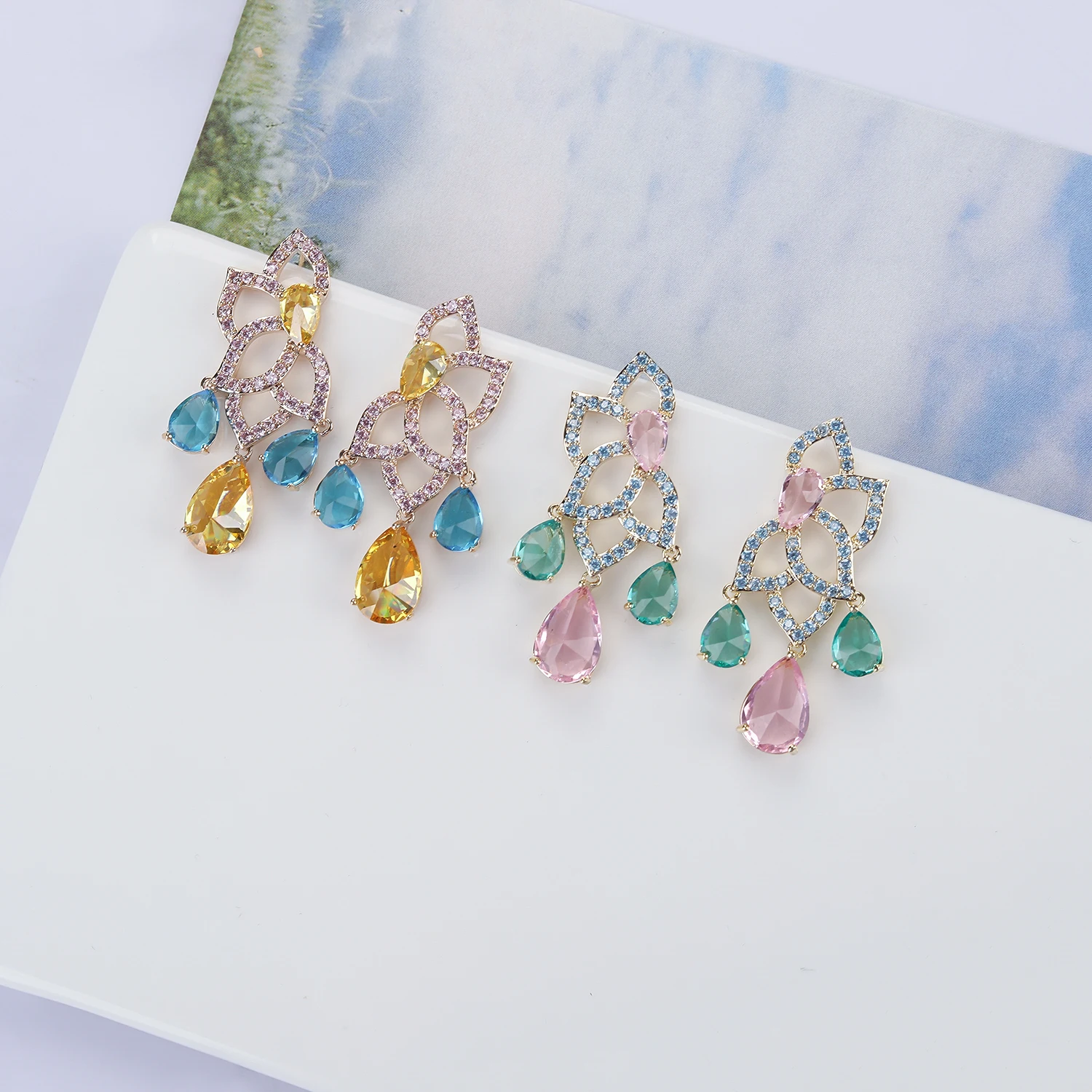 Popular Cubic Zircon CZ Earrings for Wedding Bride Crystals Earring for Women Girl Birthday Party Jewelry CE11366