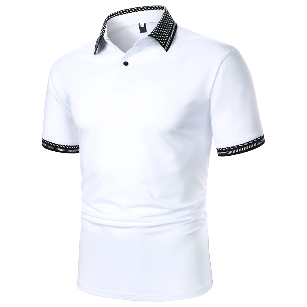 

Men Polo Shirt Men Short Sleeve Polo Shirt Solid Color Fashion Casual Men Top Summer Newin Urban Business Lapel Rib Polo Shirt