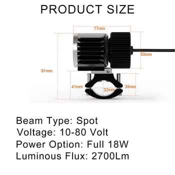 

Motorcycle led lights 18w LED Car External Motorcycle Headlight White Headlamp Spotlight Fog bulb car accessories