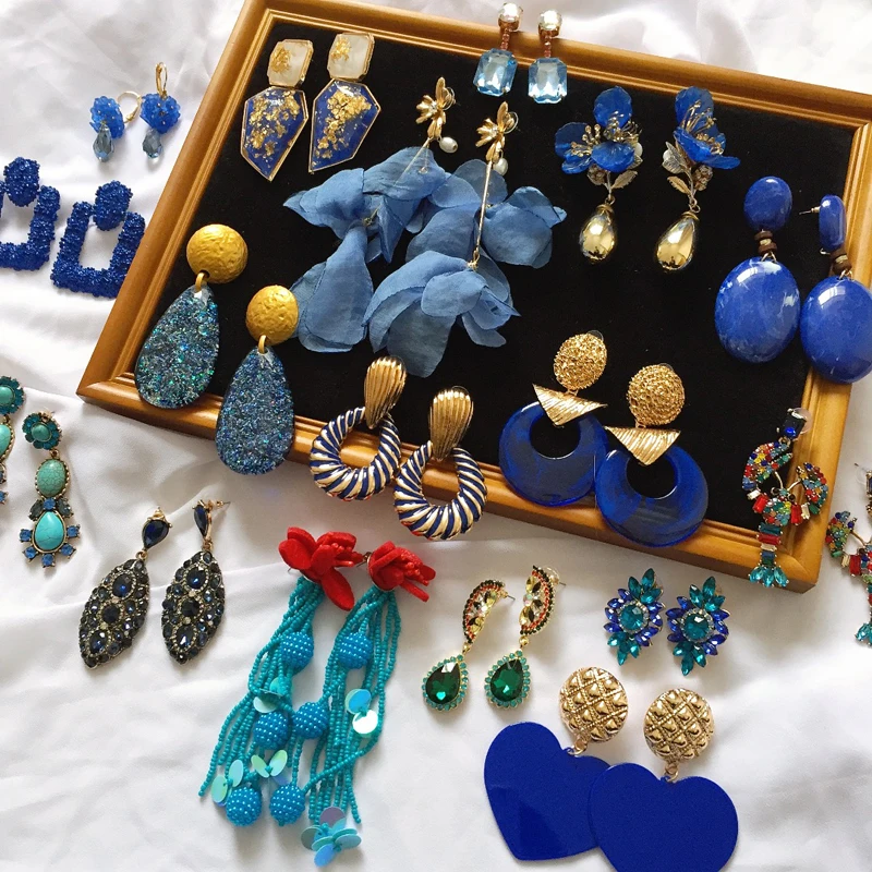 

Ztech ZA Blue Beads/Crystal/Tassel/Resin Earrings For Women pendientes mujer Big Statement Wholesale Jewelry Fashion Accessories