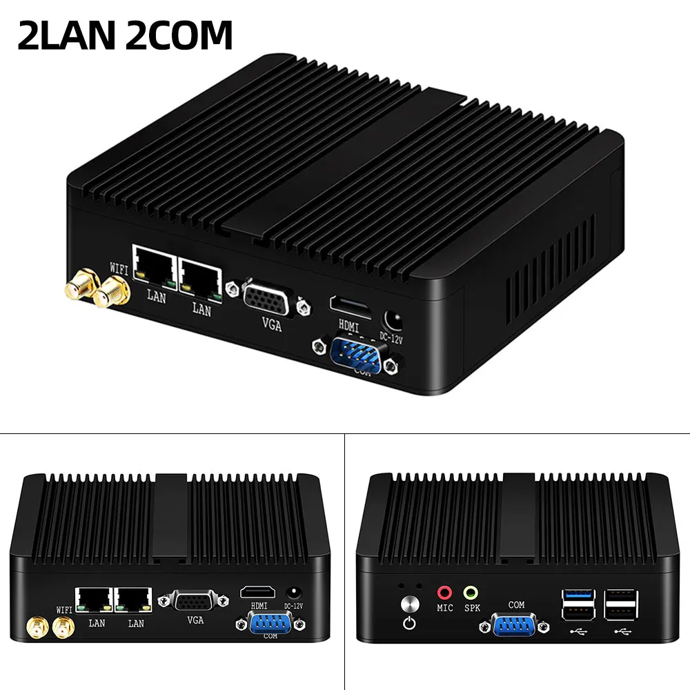 Мини ПК XCY без вентилятора Intel Celeron j1900 Win Windows 10 7 Linux Тонкий клиент Minipc Pfsense Micro 2 Lan Port