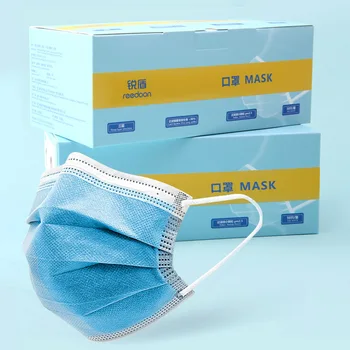 

50pcs/box Meltblown Nonwoven Fabric Mouth Face Mask Disposable Anti- Dust Mask Earloop Blue Dust-proof Breathable Adult Mask