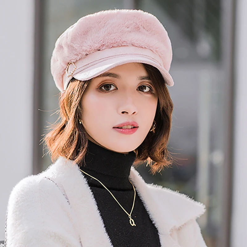 Cpop 6 Patterns New Fashion Ployester Fiber Hat High Quality Pure Color Hats Winter Simple Personality Elegant Women Hat Gift