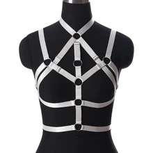 Белый бюстгальтер на бретельках с эластичными бретельками, БДСМ, женское белье, Harajuku, готический стиль, фетиш, Хэллоуин, для танцев на шесте, сексуальные топы, жгут