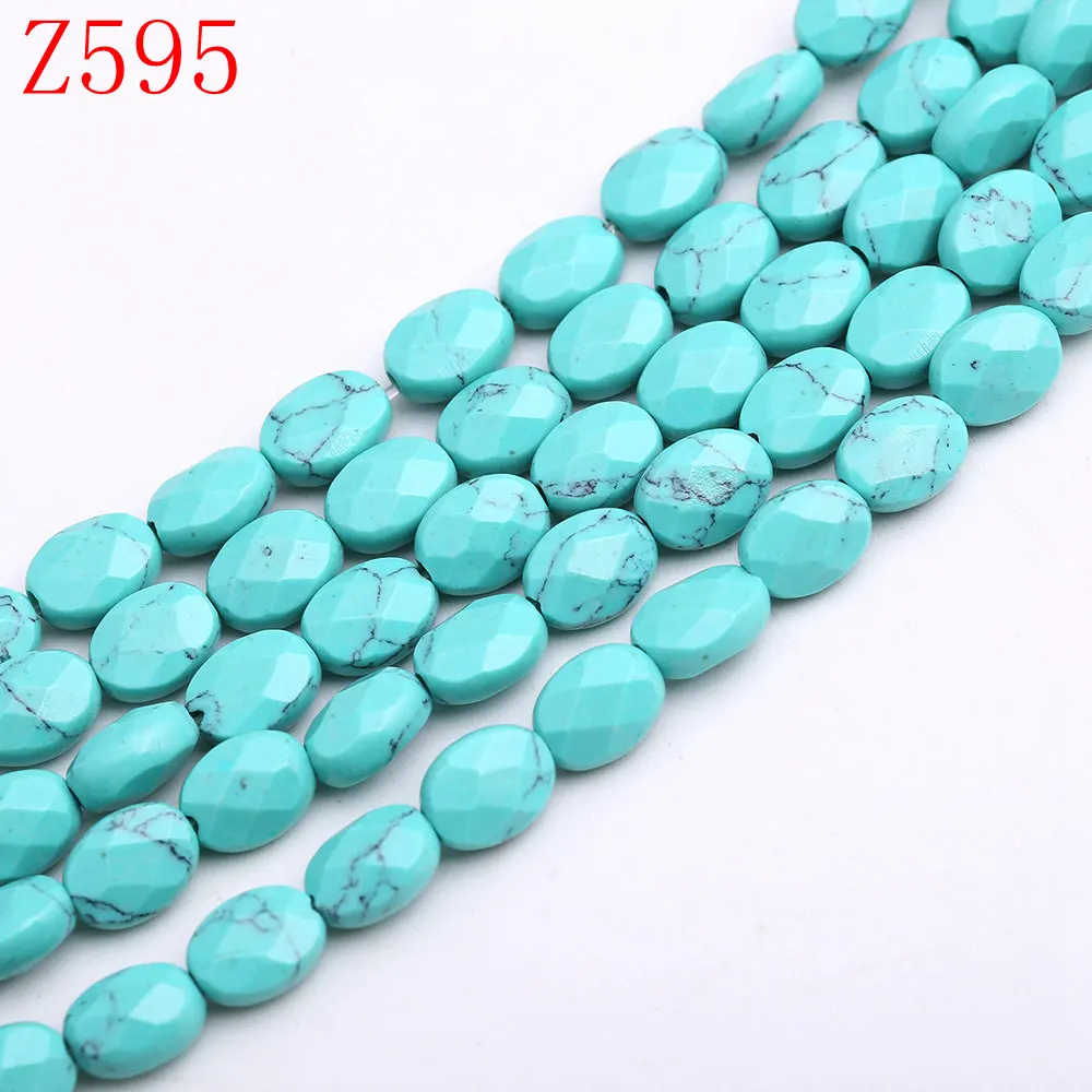 Turquoise Yumten овальные бусины из яшмы DIY натуральный камень браслет ожерелье Tbsidian опал Агат бусина для изготовления украшений персонализированные аксессуары натуральные камни бисер для бисероплетения - Цвет: Turquoise