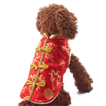 

Pet Dog Clothes Chinese Silk Spring Festival Puppy Dog Cat Coat For Chihuahua Small Dogs Tang Costume New Year Pet Clothing E