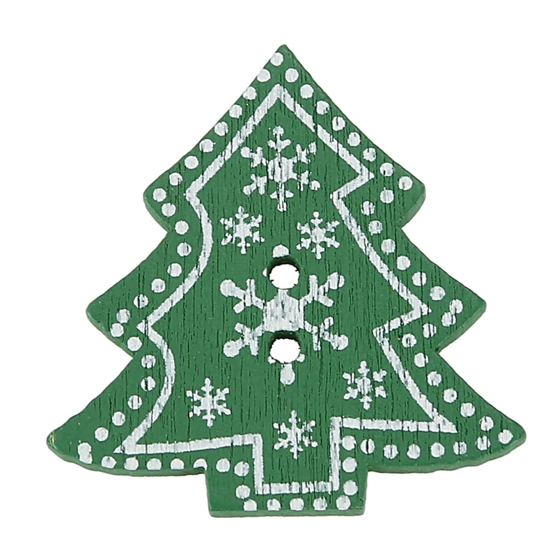 25 шт Рождественская елка форма украшения деревянные пуговицы с двумя отверстиями для шитья скрапбукинга Крафта