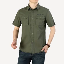 

Men's Shirt High Quality New Men Cargo Shirt Military Tactical Shirt Summer100% Cotton Solid Mens Casual Shirt Plus Size 5XL
