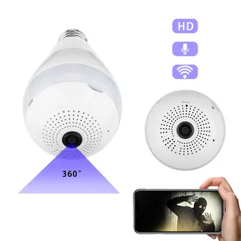 

960PWiFi SecurityCamera 360Degree Wireless CCTV WIFI IP Light CameraBulbLampPanoramic FishEye Smart HomeMonitorAlarmSurveillance