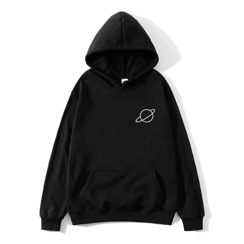 

Women Sweatshirt Hoodies Casual Planet Print Solid Loose Drawstring Sweatshirt Fashion Long Sleeve Hooded Female Tops