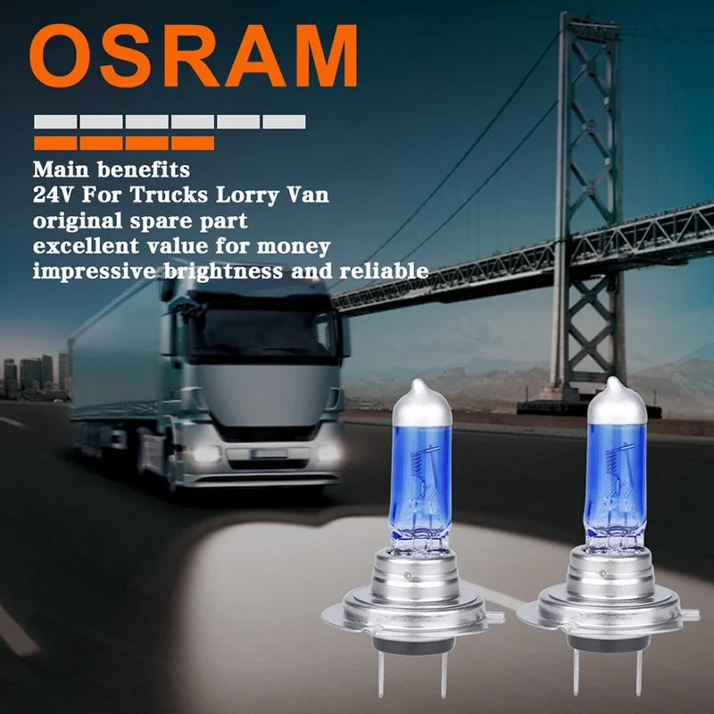 Osram 24V грузовик H7 62250T X 100W PX26d 4000K дальнего ближнего света противотуманная галогенная лампа 24v грузовик прицеп лампа 1 пара