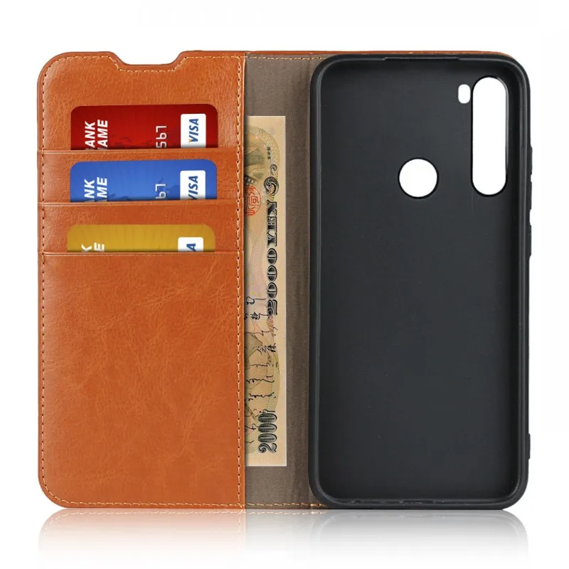 Light Brown Чехол из натуральной кожи для Xiaomi redmi note 8 pro, чехол-кошелек, флип-чехол для Xiaomi redmi note 8, чехол s, аксессуары для телефона, Capinhas - Цвет: Light Brown