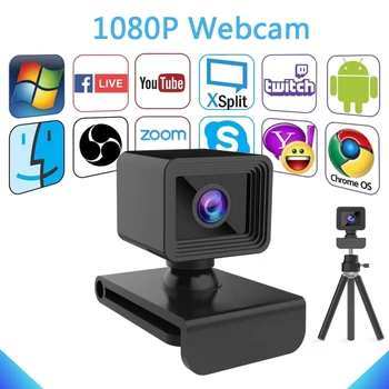 

USB 1080P HD Webcam Web Cam Camera For Computer Cam PC Laptop Desktop Built-in Noise Canceling Microphone Web Camera With Tripod