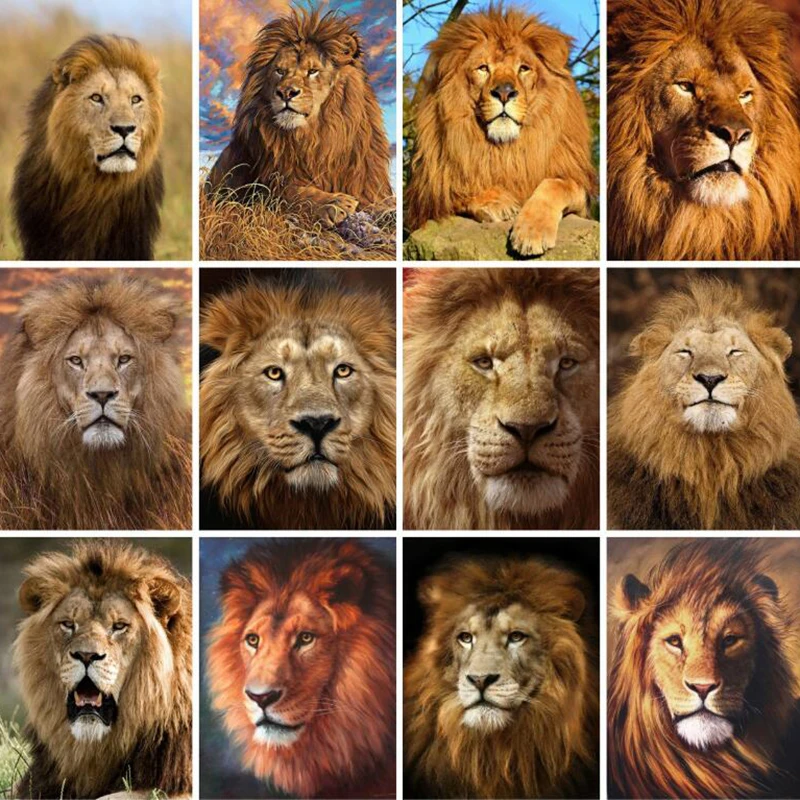 DIY Lion Diamond Embroidery Animals Cross Stitch Painting Rhinestone Art Bead Picture Kits Handwork Home Decor | Дом и сад