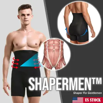 

Men's Compression High Waist Boxer Shorts Tummy Contour Body Shaper Girdle Pants Male Shapers