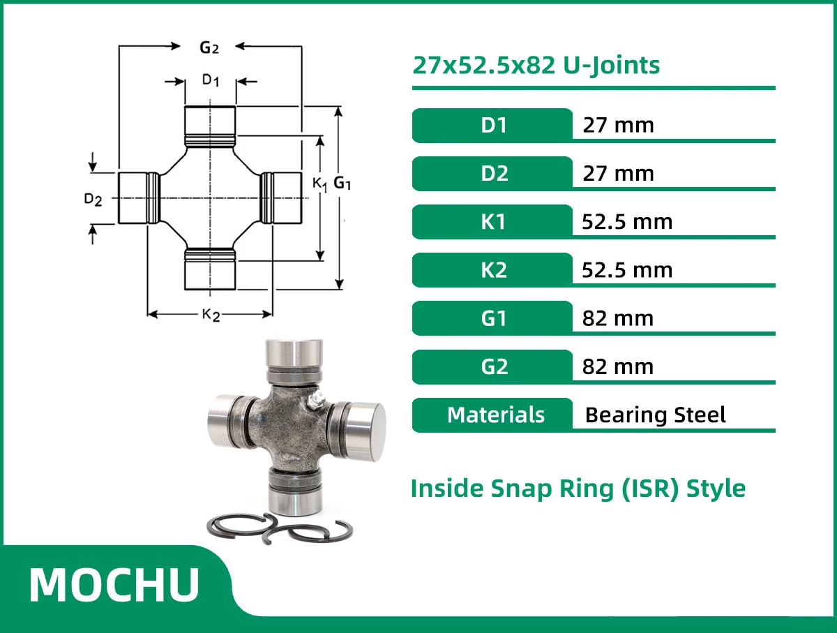 1PCS 27x82 MOCHU 27x52.5 BJ U-joints UNIVERSAL JOINTS BEARING Inside snap ring style Crucetas Joints de cardan Cross ISR