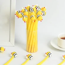 

12Pcs/Pack Creative Funny Silica Gel Pens Cute Honeybee Kawaii Children Stationery Roller ball Back to School Kawai Thing Item