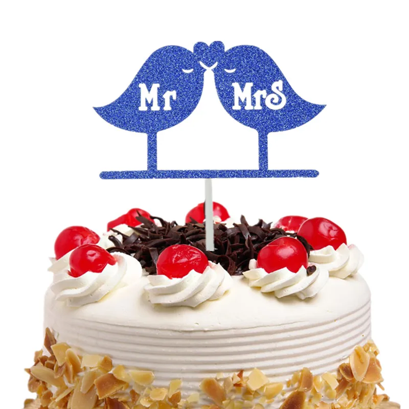 Свадебный торт Топпер любовь птицы Mr Mrs кексы флаги уникальный свадебный подарок