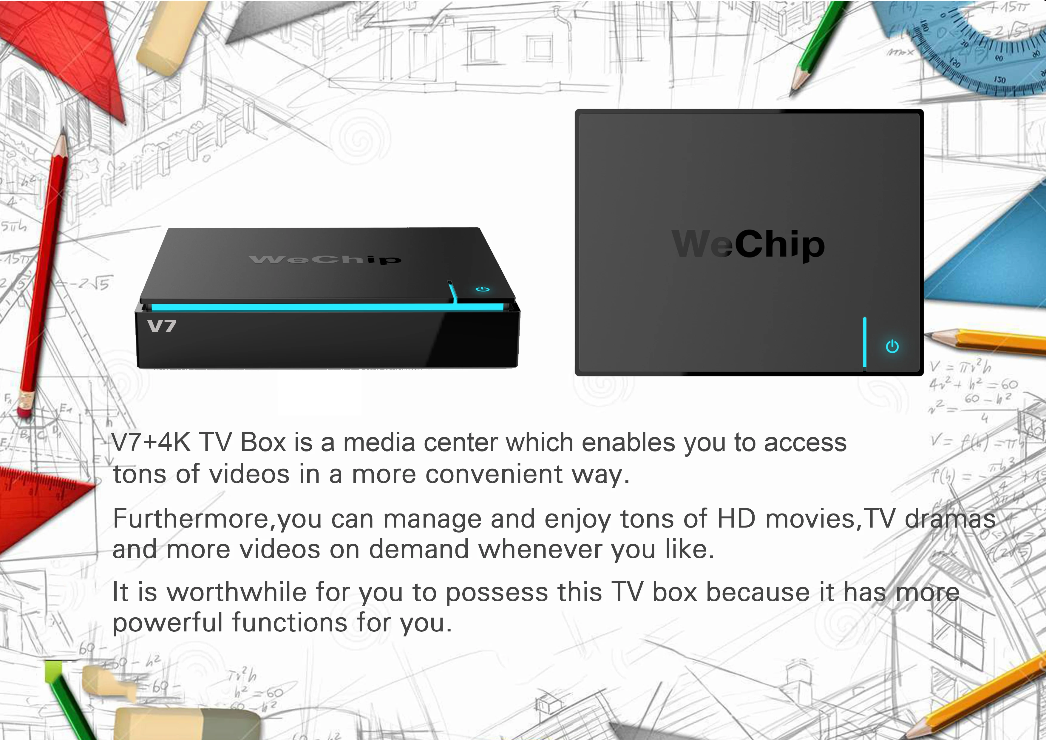 Wechip V7 android smart tv box 7,1 Amlogic S912 Восьмиядерный 3g/32G двойной wifi BT4.11000M LAN PK X96 4K H96pro+ медиаплееры
