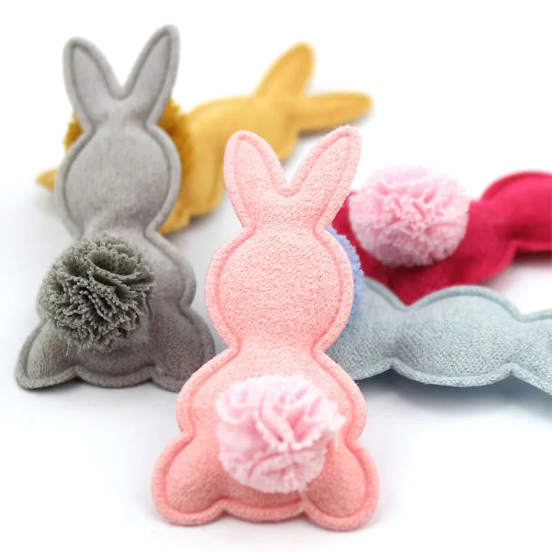 

10Pcs 2.6*5.2cm Rabbit Flowers Ball Padded Applique For clothes DIY Children's hair Clip Hat crafts Decor Ornament Accessories
