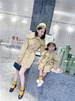 

Matching Family Outfits Autumn Fashion Korean Long Trench Coat For Mommy And Daughter Matching Clothes Baby Jackets Family Look