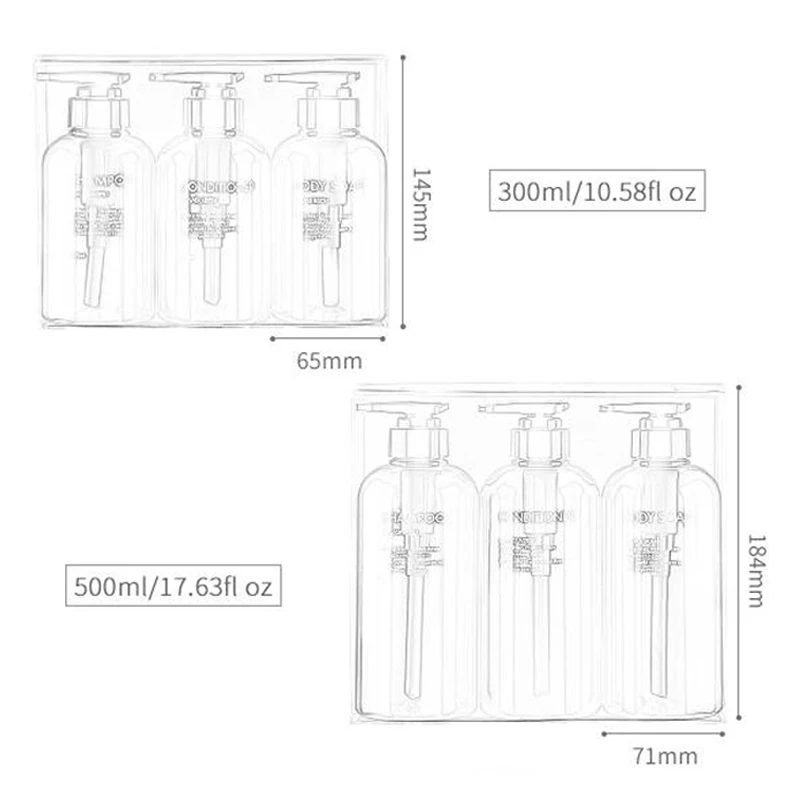 3 шт./компл. дозатор для жидкого мыла бутылки бутылочка для шампуня в ванную с большой вместительностью-Пресс Тип лосьон для тела мыло пустой набор бутылок 300 мл/500 мл