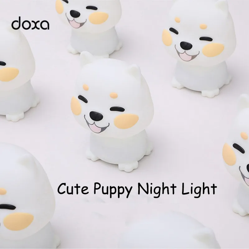 LED Night Light Cute Puppy Silica Gel Intelligent LED Bedside Lamp GY362 Creative Colorful Atmosphere Night Lamps For Kids Gifts
