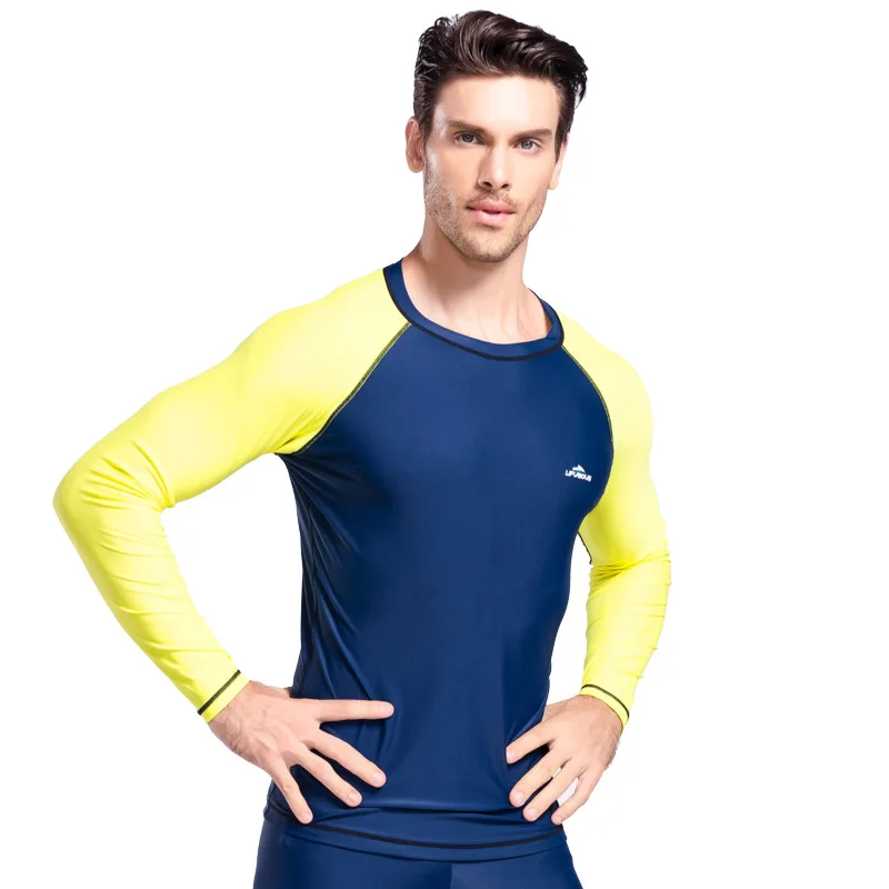 Для мужчин Топ Sharkskin водонепроницаемый с длинным рукавом купальный костюм солнцезащитный крем Рашгард Плавание Серфинг футболка