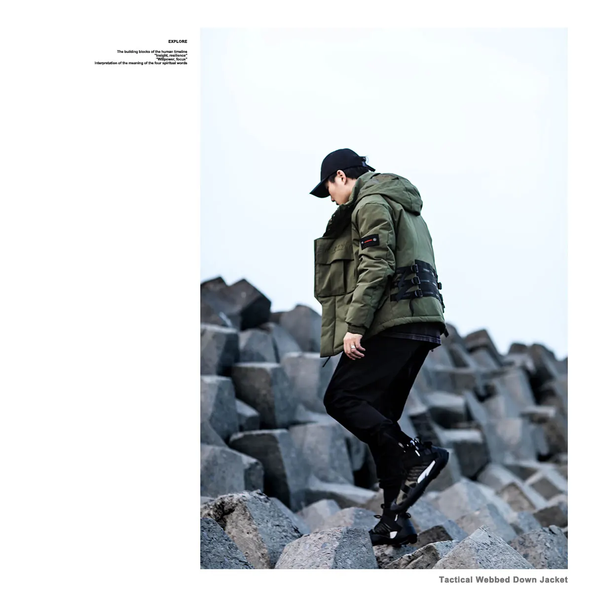 Enshadower 19aw  webbing down jacket front pocket green black techwear aesthetic streetwear warcore