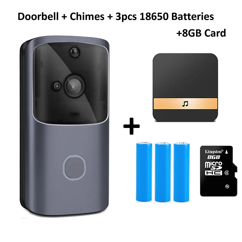 Add 8GB Card Wsdcam wifi дверной звонок видео домофон 720P HD беспроводной умный дом IP дверной звонок камеры для телефона охранная сигнализация ночное видение - Цвет: Add 8GB Card
