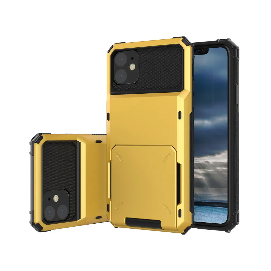 Чехол со слотом для карт для Iphone 11, 6,1 дюймов, чехол-кошелек s, мягкий ТПУ, Жесткий Чехол из поликарбоната, противоударный чехол из ТПУ