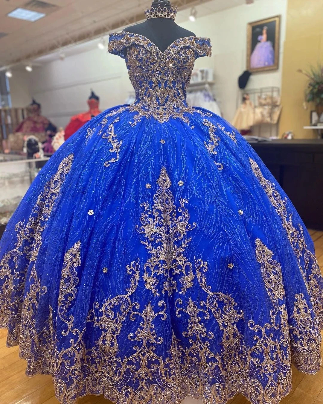 Royal Blue Gold Vestidos De 15 Años 2021 Puffy Quinceanera Dress Sweet ...