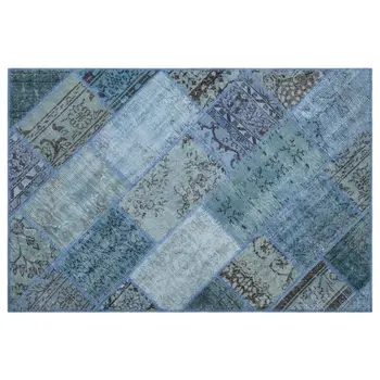 

Handmade Blue Vintage Overdyed Patchwork Area Rug 120x180 Cm-3'11''X5'11''