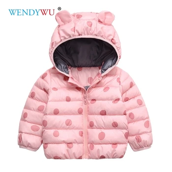 

WENDYWU Coat Children Outerwear Dot Coat Winter Baby Girl Jackets Coat Infant Warm Baby Parkas Thick Kids Hooded Clothes