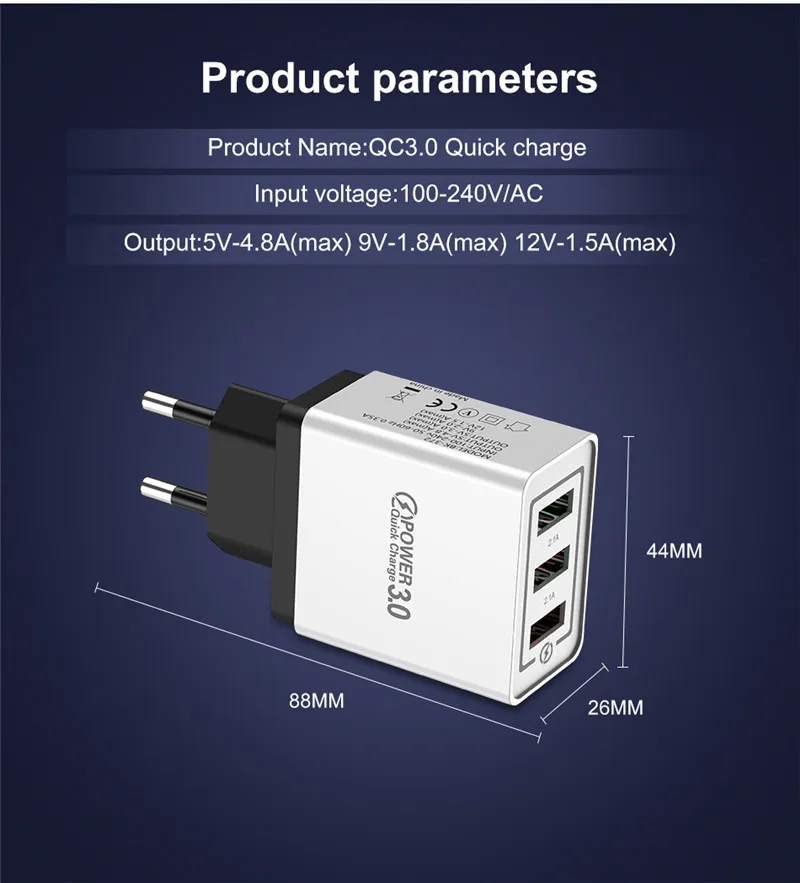 GTWIN QC 3,0 USB зарядное устройство 3 порта настенный адаптер быстрой зарядки для iPhone 11 Pro samsung S9 S10 Xiaomi планшеты мобильный телефон Тип C