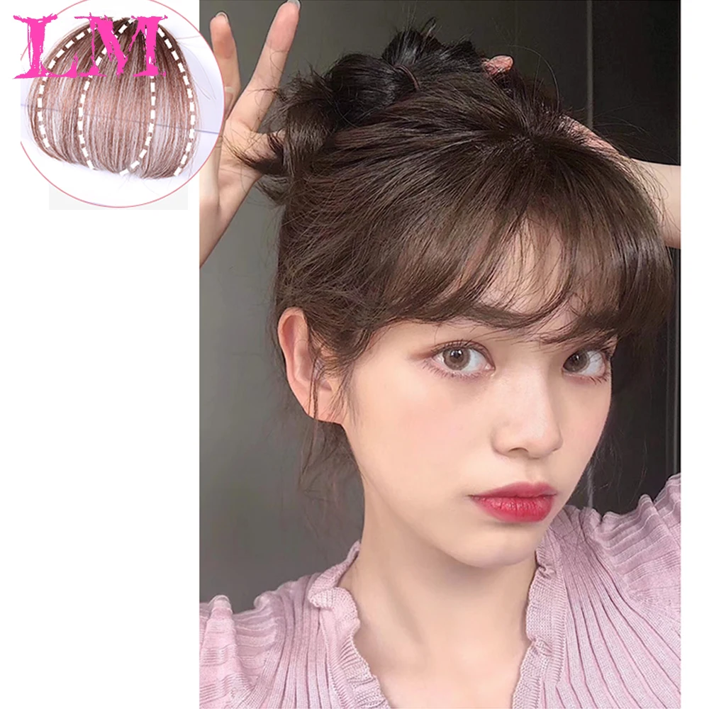 

LiangMo Fake fake edge blunt bangs long hair clips expand 100% real natural female fake wig bangs clip