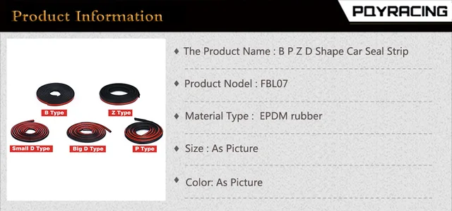P Z D Forme Type 2 Mètres Bande d'étanchéité de porte de voiture Epdm  Caoutchouc Isolation acoustique Anti-poussière Insonorisé Joint de voiture  Fort 3m Adhensive